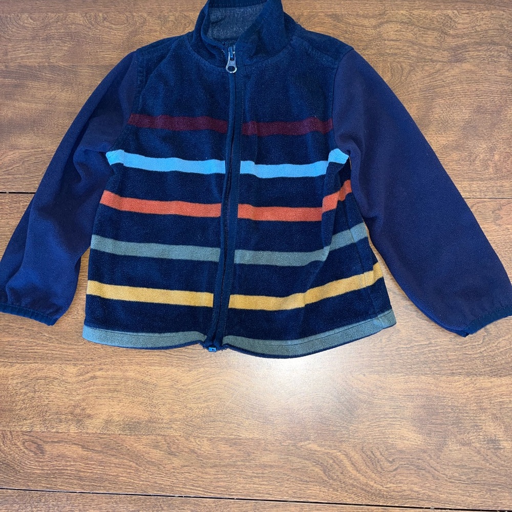 OshKosh B'gosh Kids Striped Fleece Jacket - Navy, Red, Yellow